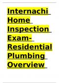 Internachi Home Inspection Exam- Residential Plumbing Overview for Inspectors