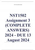 NST1502 Assignment 3 (COMPLETE ANSWERS) 2024 - DUE 13 August 2024 ; 100% TRUSTED Complete, trusted solutions and explanations.. Ensure your success with us . .