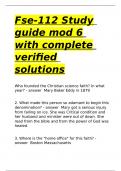 Fse-112 Study guide mod 6 with complete verified solutions.