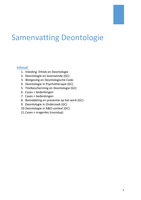 Samenvatting Deontologie 