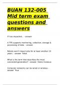 BUAN 132-005 Mid term exam questions and answers.