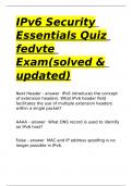 IPv6 Security Essentials Quiz fedvte Exam(solved & updated)