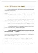 COSC 153 Final Exam TAMU Exam Questions & Answers Already Graded A+