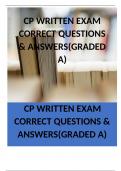 CP WRITTEN EXAM CORRECT QUESTIONS & ANSWERS(GRADED A)