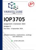 IOP3705 Assignment 2 (DETAILED ANSWERS) Semester 2 2024 - DISTINCTION GUARANTEED