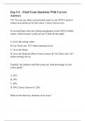 Eng 111 - Final Exam Questions With Correct Answers