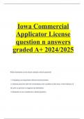 Iowa Commercial Applicator License question n answers graded A+ 2024/2025