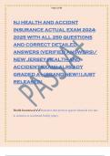 NJ HEALTH AND ACCIDNT INSURANCE ACTUAL EXAM 2024- 2025 WITH ALL 250 QUESTIONS AND CORRECT DETAILED ANSWERS (VERIFIED ANSWERS)/ NEW JERSEY HEALTH AND ACCIDENT EXAM| ALREADY GRADED A+|BRAND NEW!!|JUST RELEASED! Health