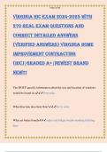 VIRGINIA HIC EXAM 2024-2025 WITH 270 REAL EXAM QUESTIONS AND CORRECT DETAILED ANSWERS (VERIFIED ANSWERS) VIRGINIA HOME IMPROVEMENT CONTRACTING (HIC)|GRADED A+|NEWEST BRAND NEW!!!