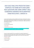 2024-2025 FINAL APEA PREDICTOR EXAM | COMPLETE TEST BANK WITH OVER 2000+ REAL QUESTIONS AND 100% CORRECT WELL ELABORATED ANSWERS FOR GUARANTEED EXAM EXCELLENCE | GRADED A+