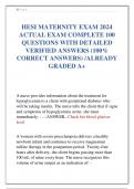 HESI MATERNITY EXAM 2024  ACTUAL EXAM COMPLETE 100  QUESTIONS WITH DETAILED  VERIFIED ANSWERS (100%  CORRECT ANSWERS) /ALREADY  GRADED A+