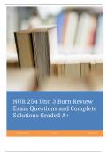 NUR 254 Unit 3 Burn Review Exam Questions and Complete Solutions Graded A+