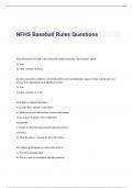 NFHS Baseball Rules Exam Questions and Answers