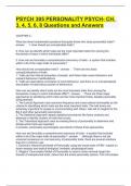 PSYCH 305 PERSONALITY PSYCH- CH. 3, 4, 5, 6, 8 Questions and Answers