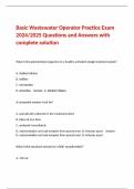 Basic Wastewater Operator Practice Exam 2024/2025 Questions and Answers with complete solution