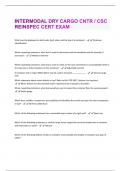 INTERMODAL DRY CARGO CNTR / CSC REINSPEC CERT EXAM QUESTIONS & ANSWERS VERIFIED 100% CORRECT