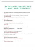 NC DRIVERS LICENSE TEST WITH CORRECT ANSWERS 100% PASS