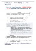 Nclex- Rn Exam Preparation VERSION 2 REAL EXAM Paper with 100% correct answers 2024