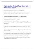 Northwestern Mutual Final Exam Life Insurance License Questions And Answers With Verified Solutions Graded A+