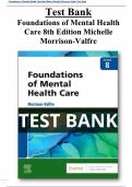 Foundations of Mental Health Care 8th Edition Michelle Morrison-Valfre Test Bank All Chapters (1-33) | A+ ULTIMATE GUIDE 2023