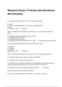 Research Exam 3 Practice test Questions And Answers