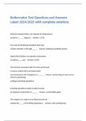 Boilermaker Test Questions and Answers Latest 2024/2025 with complete solutions