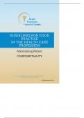 GUIDELINES FOR GOOD PRACTICE IN THE HEALTH CARE PROFESSION Maintaining Patient CONFIDENTIALITY