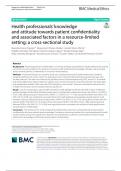 Health professionals’ knowledge and attitude towards patient confdentiality and associated factors in a resource-limited setting - a cross-sectional study