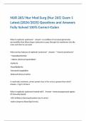 NUR 265/ Nur Med Surg (Nur 265) Exam 1 Latest;(2024/2025) Questions and Answers Fully Solved 100% Correct-Galen