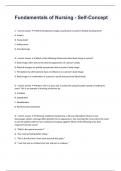 Fundamentals of Nursing - Self-Concept well answered to pass