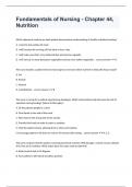 Fundamentals of Nursing - Chapter 44, Nutrition with 100% correct answers