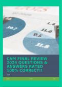 CAM FINAL REVIEW 2024 QUESTIONS & ANSWERS RATED 100% CORRECT!!