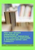 PRM TEST REVIEW (PRINCIPLES OF MANAGEMENT PENSACOLA STATE COLLEGE) QUESTIONS & ANSWERS RATED 100% CORRECT!!