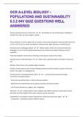 OCR A-Level Biology - Populations and sustainability 6.3.2 64v Quiz Questions Well Answered