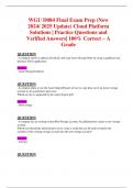 WGU D084 Final Exam Prep (New  2024/ 2025 Update) Cloud Platform  Solutions | Practice Questions and Verified Answers| 100% Correct – A  Grade