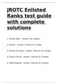 JROTC Enlisted Ranks test guide with complete solutions.