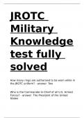 JROTC Military Knowledge test fully solved