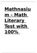 Mathnasium - Math Literary Test with 100- correct answers