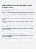 Housing Decisions, Credit, Borrowing Basics, Frauds Schemes Questions and Correct Answers (elaborations)  with 100% Accurate , Verified , Latest fully Updated , 2024/2025 ,Already Passed , Graded A+, Complete solutions guarantee distinctions Rationales 