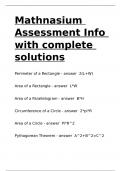 Mathnasium Assessment Info with complete solutions.