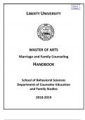 MASTER OF ARTS Marriage and Family Counseling HANDBOOK School of Behavioral Sciences Department of Counselor Education and Family Studies