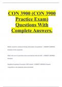 CON 3900 (CON 3900 Practice Exam) Questions With Complete Answers..