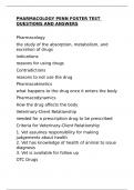 PHARMACOLOGY PENN FOSTER TEST QUESTIONS AND ANSWERS.