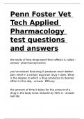 Penn Foster Vet Tech Applied Pharmacology test questions and answers