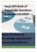 Texas DPS Book of Knowledge Questions & Answers(SCORED A+)