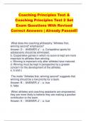 Coaching Principles Test &  Coaching Principles Test 2 Set  Exam Questions With Revised  Correct Answers | Already Passed!!