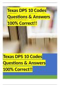 Texas DPS 10 Codes Questions & Answers 100% Correct!!