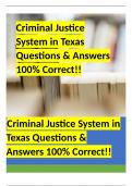 Criminal Justice System in Texas Questions & Answers 100% Correct!!