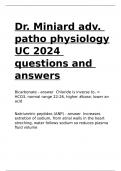 Dr. Miniard adv. patho physiology UC 2024 questions and answers