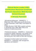 Clinical Nurse Leader (CNL)  Certification Reviewed Combined  Set Exam Questions With Revised  Correct Answers < Already Passed!!>